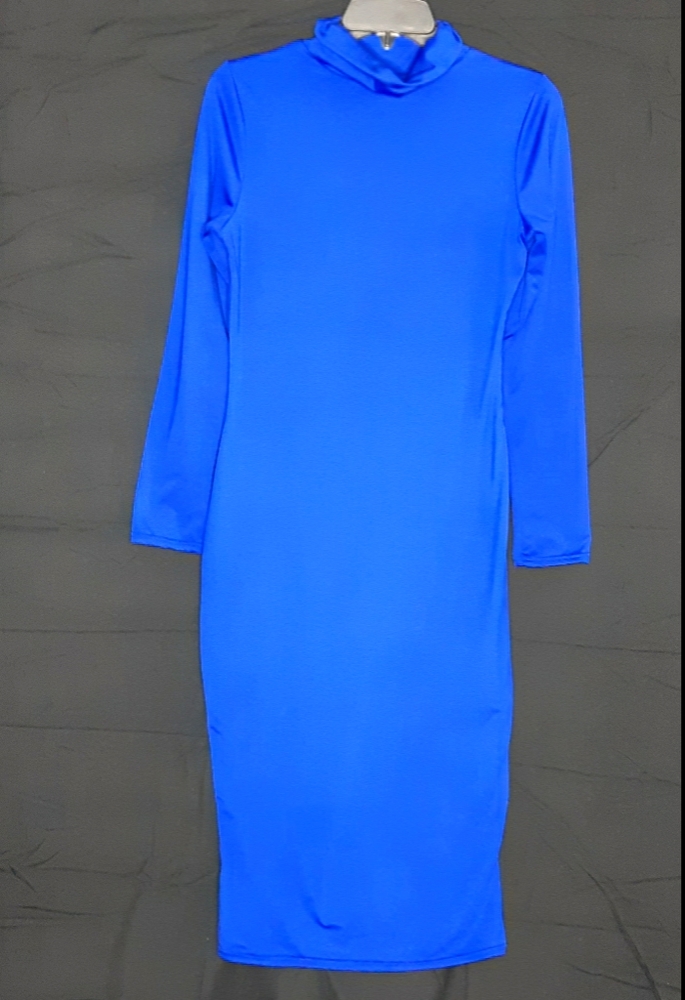 Long Sleeve Blue Midi Dress